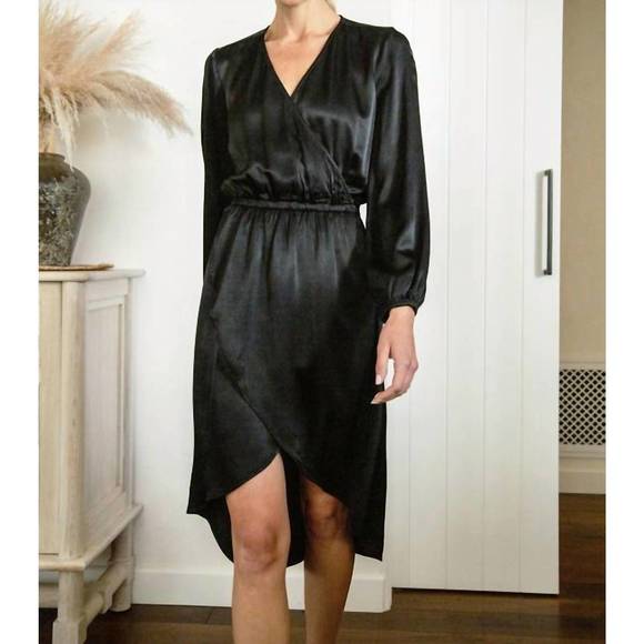 NEW RED HAUTE satin hi-low dress in black - Picture 1 of 3